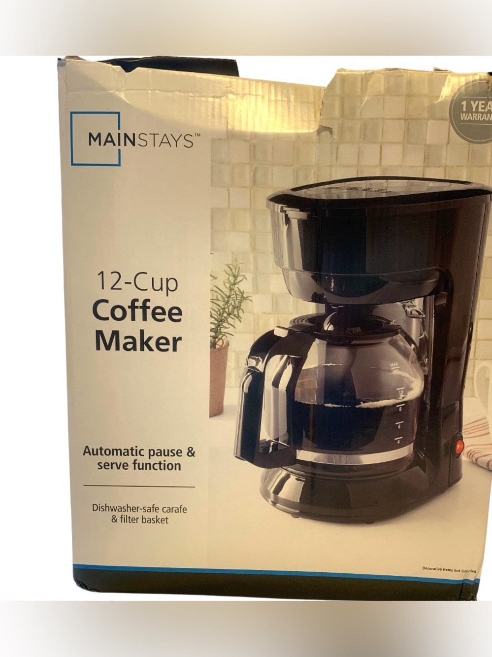 Mainstays Black 12-Cup Drip Coffee Maker W Carafe Auto Pause  Keep Warm Like New